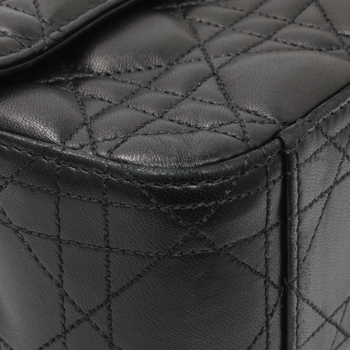 Exclusive Christian Dior Black Lambskin Cannage Medium Miss Dior Flap — Top View