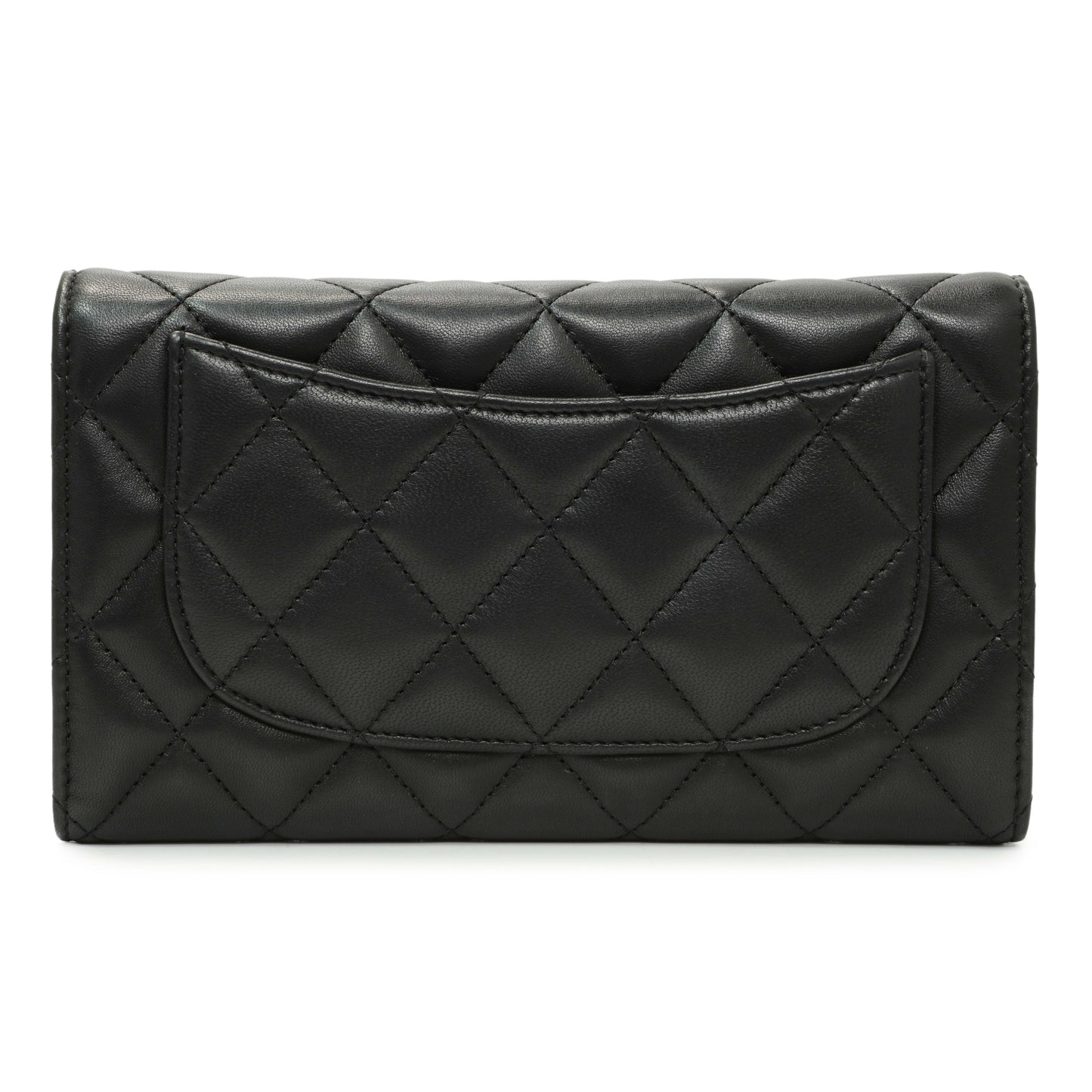 Exclusive Chanel Black Quilted Lambskin Large Flap Wallet — Side View