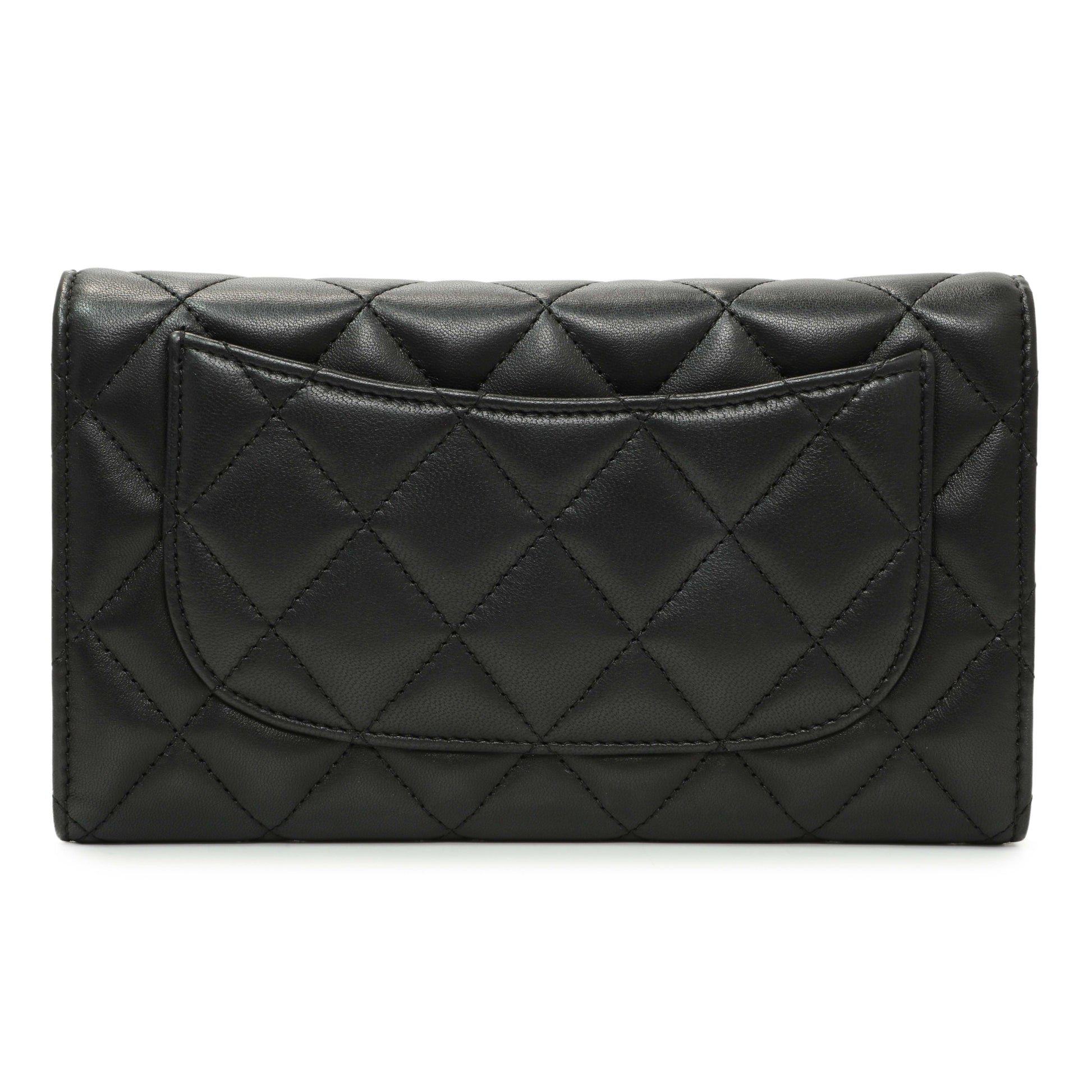 Exclusive Chanel Black Quilted Lambskin Large Flap Wallet — Side View