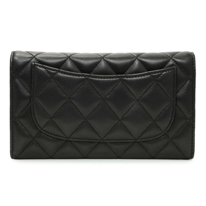 Exclusive Chanel Black Quilted Lambskin Large Flap Wallet — Side View