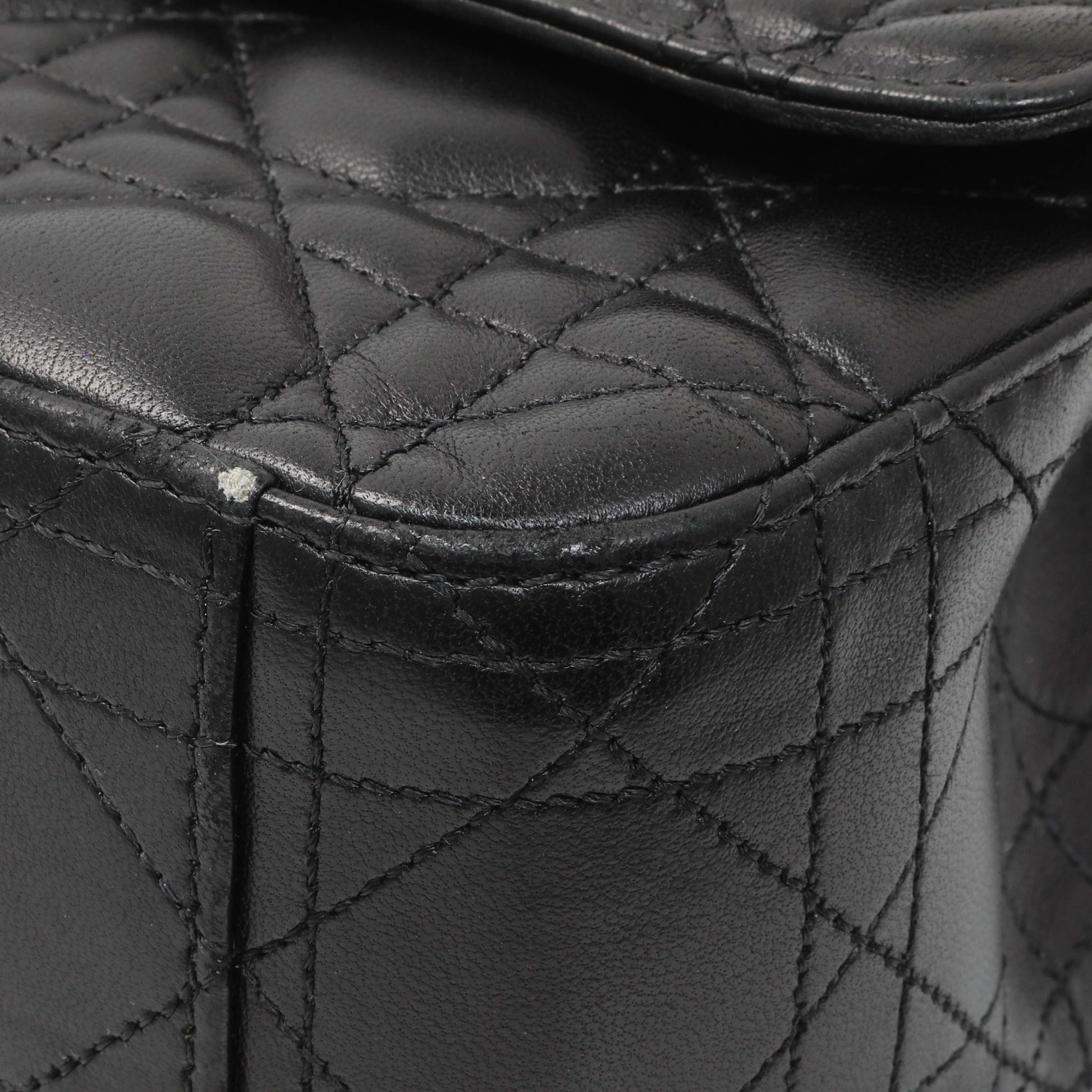 Exclusive Christian Dior Black Lambskin Cannage Medium Miss Dior Flap — Detail View
