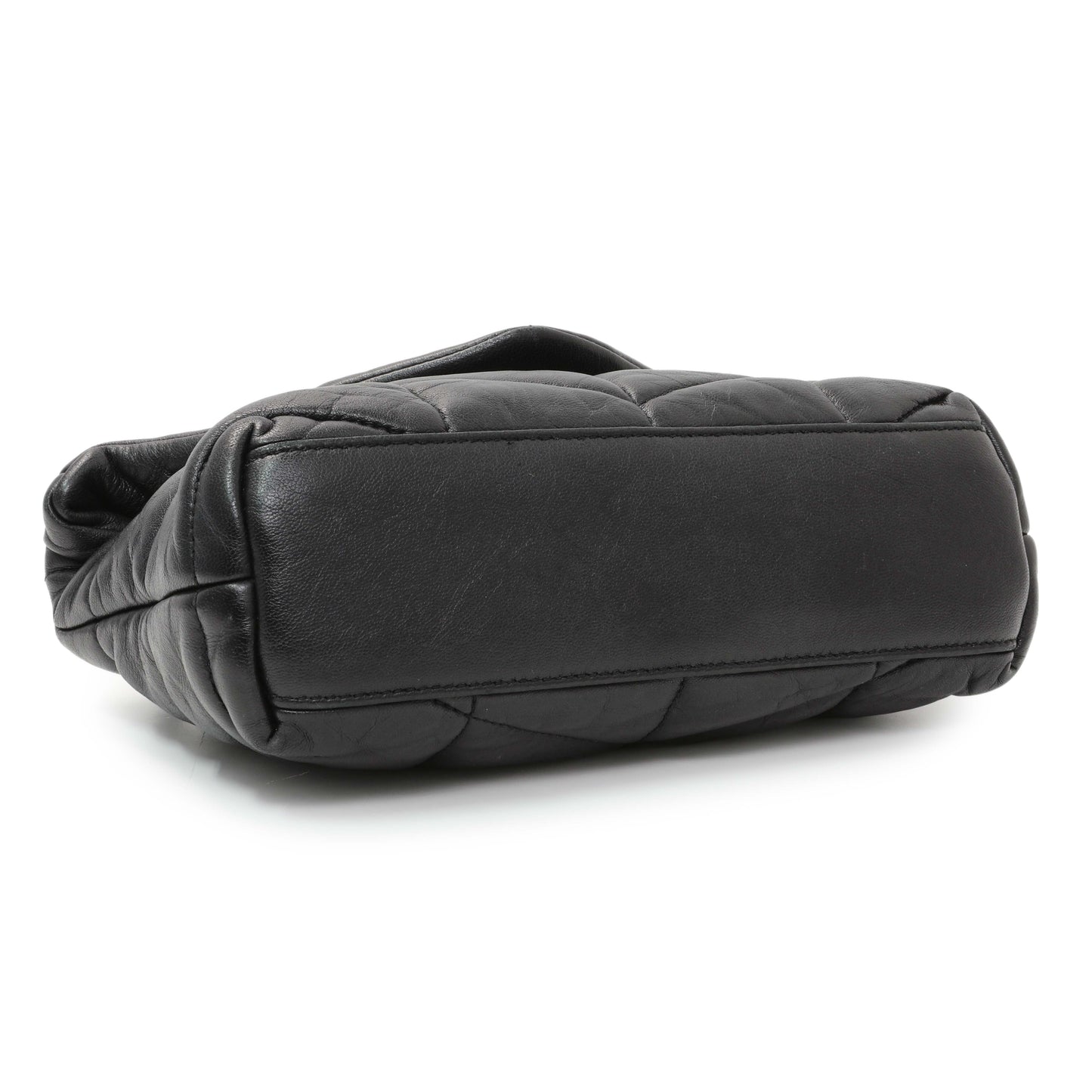 Exclusive Saint Laurent Black Lambskin Quilted Toy Loulou Puffer Monogram Chain Satchel — Back View