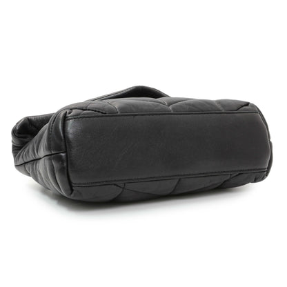 Exclusive Saint Laurent Black Lambskin Quilted Toy Loulou Puffer Monogram Chain Satchel — Back View