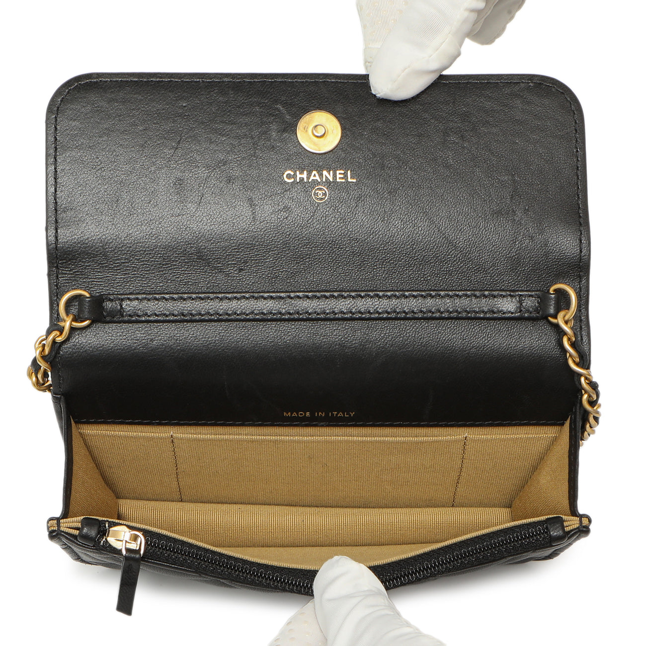 Exclusive Chanel Black Quilted Lambskin Pearl Crush Clutch with Chain — Alternate View 9