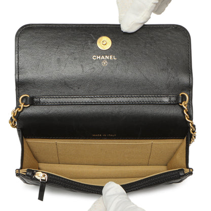 Exclusive Chanel Black Quilted Lambskin Pearl Crush Clutch with Chain — Alternate View 9