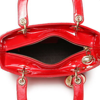 Exclusive Christian Dior Red Patent Cannage Medium Lady Dior — Top View