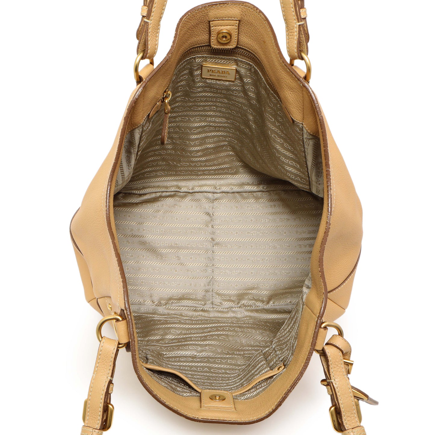 Exclusive Prada Beige Vitello Daino Shoulder Bag — Alternate View 8