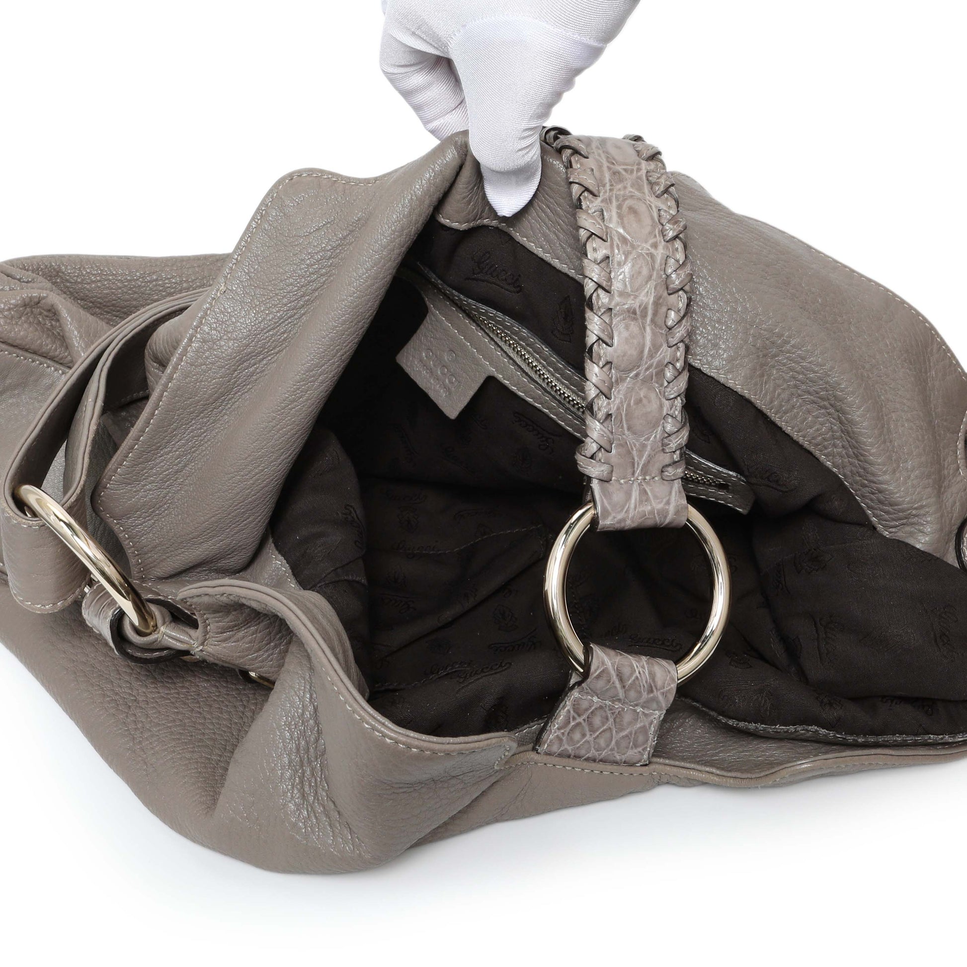 Exclusive Gucci Grey Calfskin G Wave Shoulder Bag — Alternate View 8