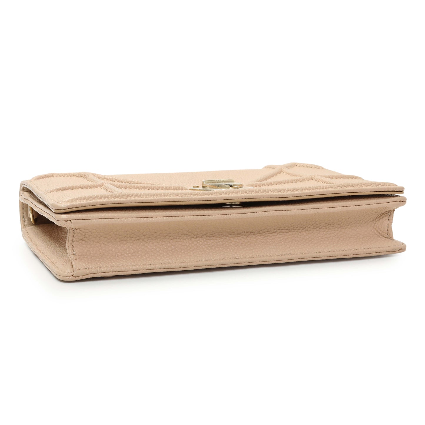 Exclusive Christian Dior Beige Grained Calfskin Diorama Wallet on Chain Pouch — Back View