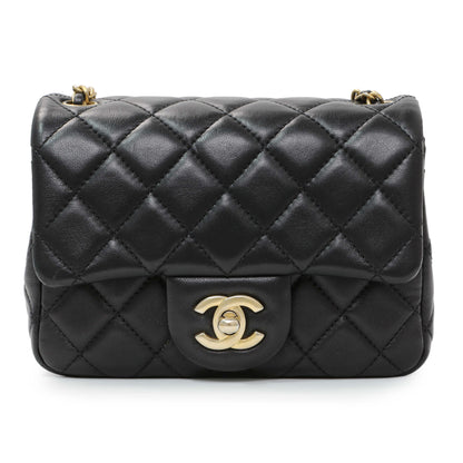 Exclusive Chanel Black Lambskin Quilted Mini Pearl Crush Flap — Side View