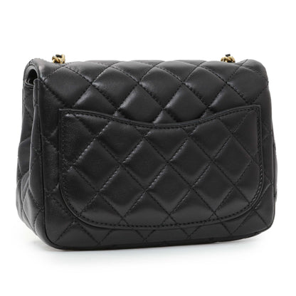 Exclusive Chanel Black Lambskin Quilted Mini Pearl Crush Flap — Back View
