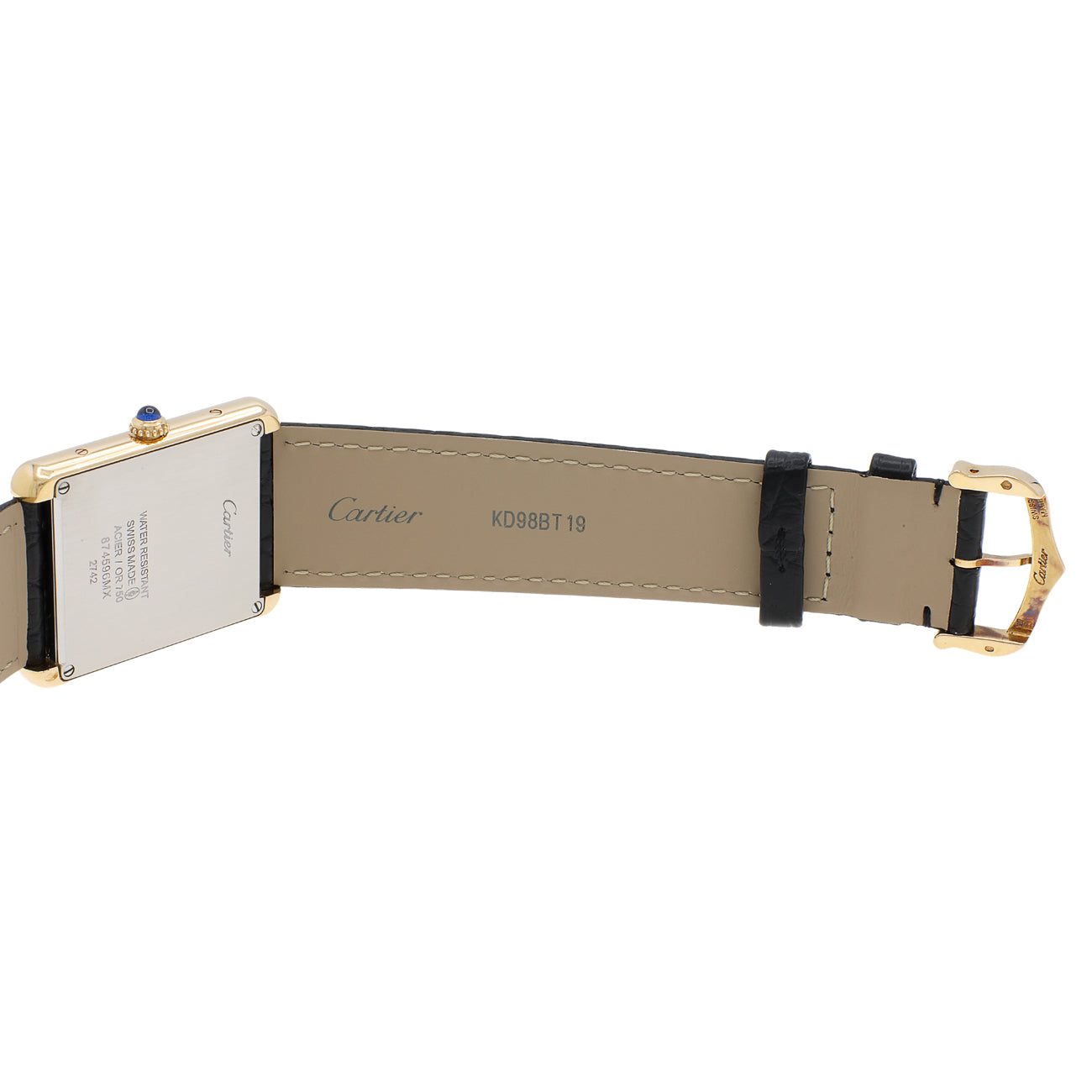 Exclusive Cartier 18K Yellow Gold Large Tank Solo Quartz W1018855 — Top View