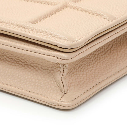 Exclusive Christian Dior Beige Grained Calfskin Diorama Wallet on Chain Pouch — Detail View