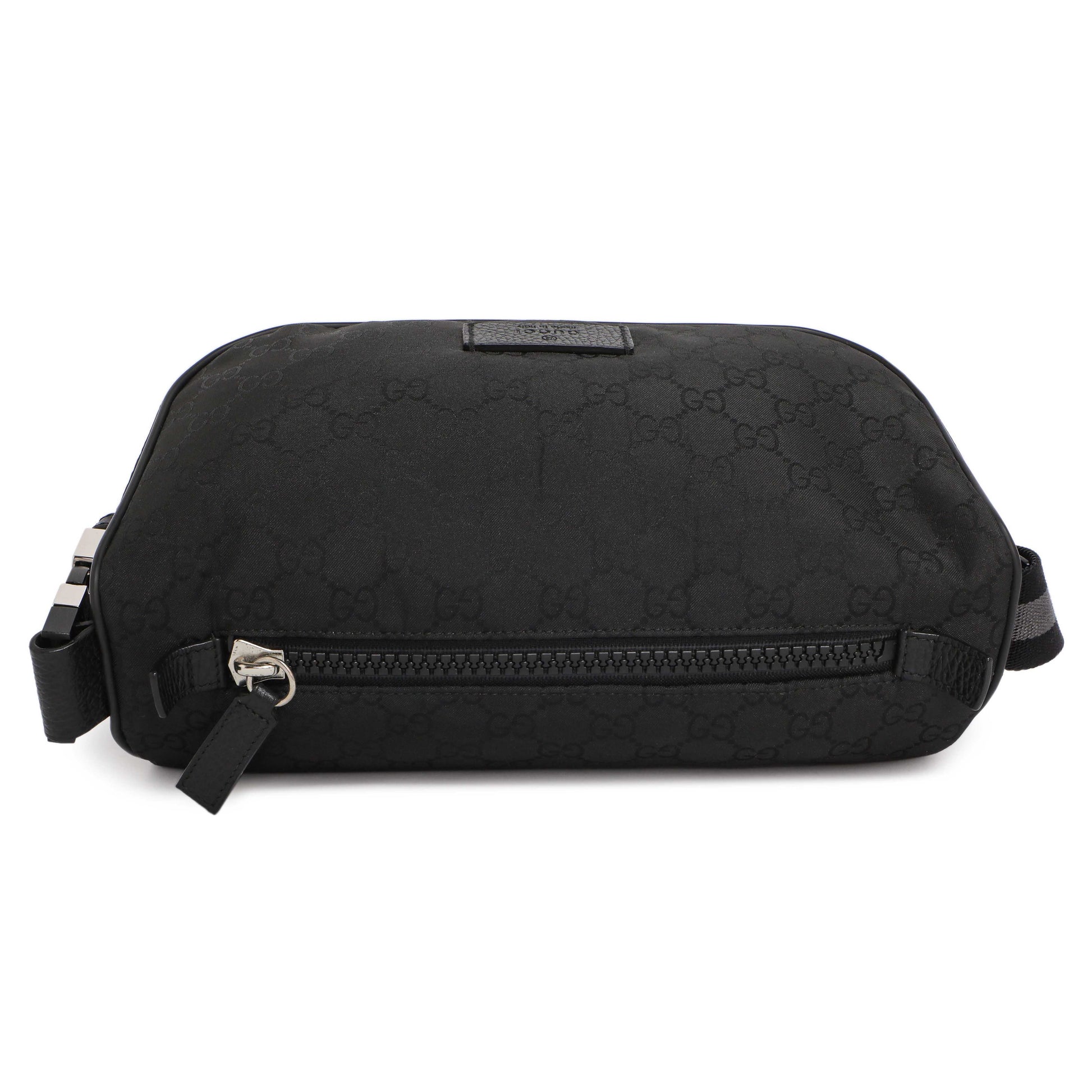 Exclusive Gucci Black Nylon Monogram Fanny Pack Belt Bag — Back View
