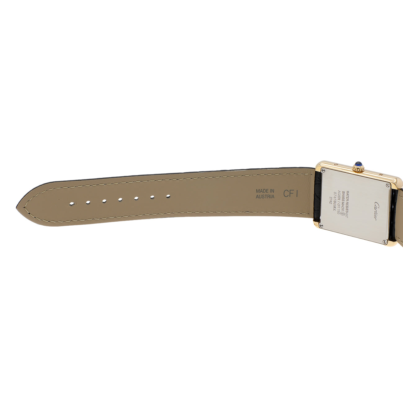 Exclusive Cartier 18K Yellow Gold Large Tank Solo Quartz W1018855 — Detail View