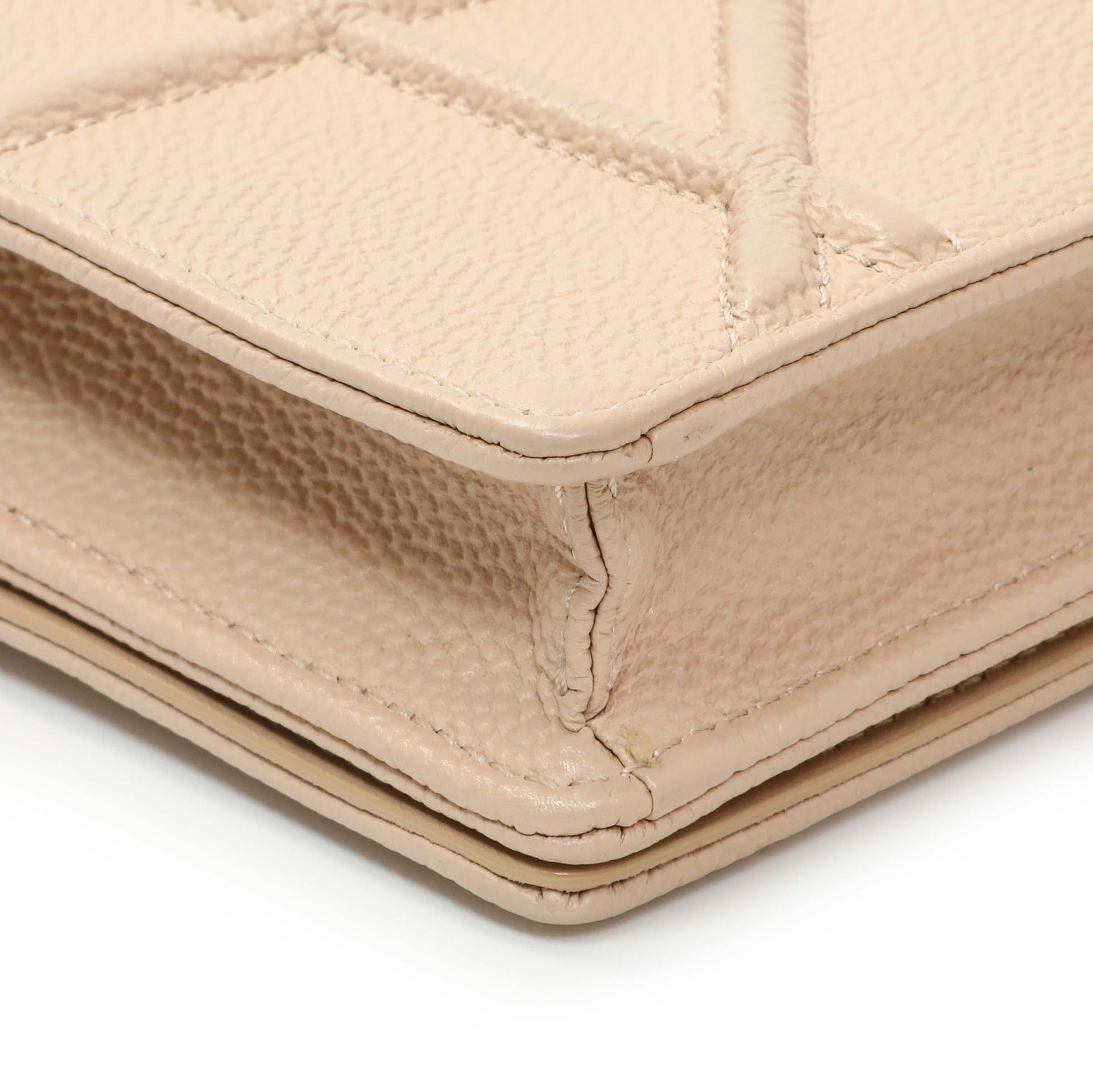 Exclusive Christian Dior Beige Grained Calfskin Diorama Wallet on Chain Pouch — Lifestyle View