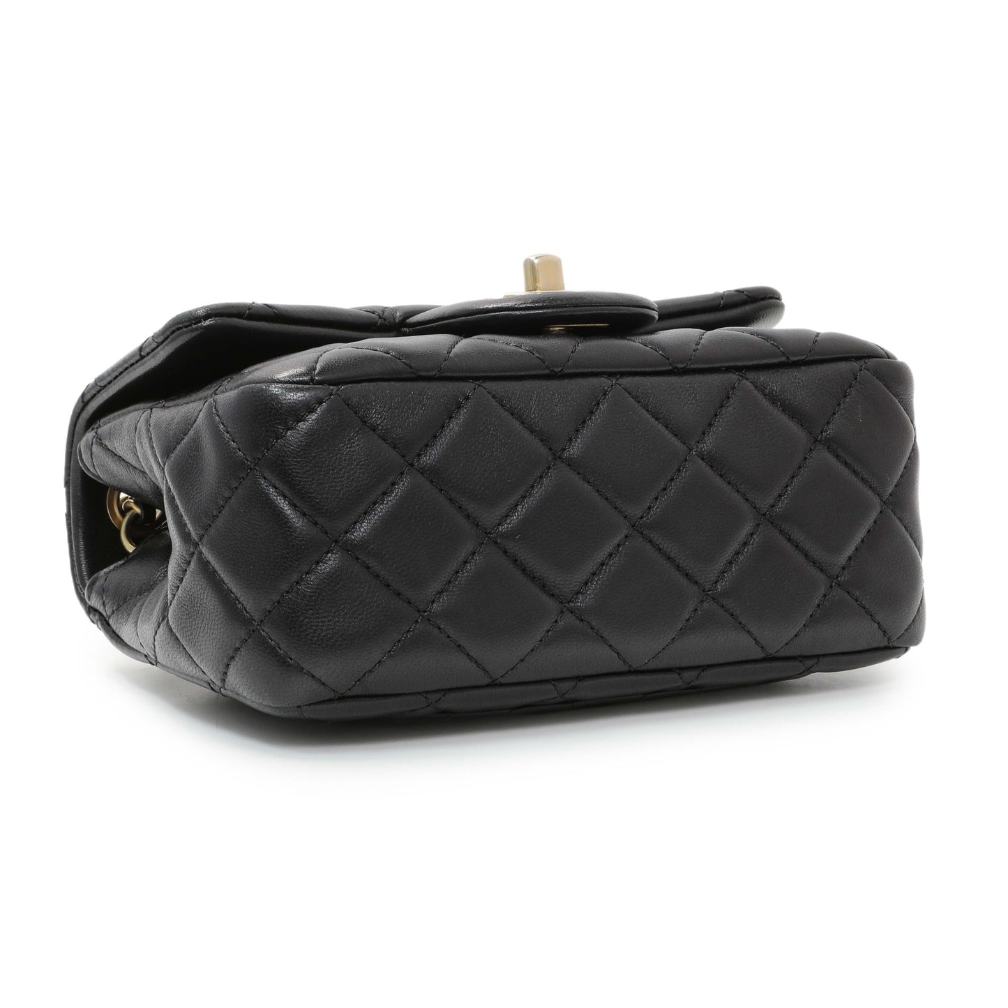 Exclusive Chanel Black Lambskin Quilted Mini Pearl Crush Flap — Top View