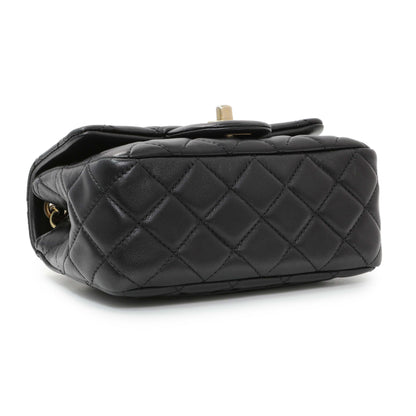 Exclusive Chanel Black Lambskin Quilted Mini Pearl Crush Flap — Top View