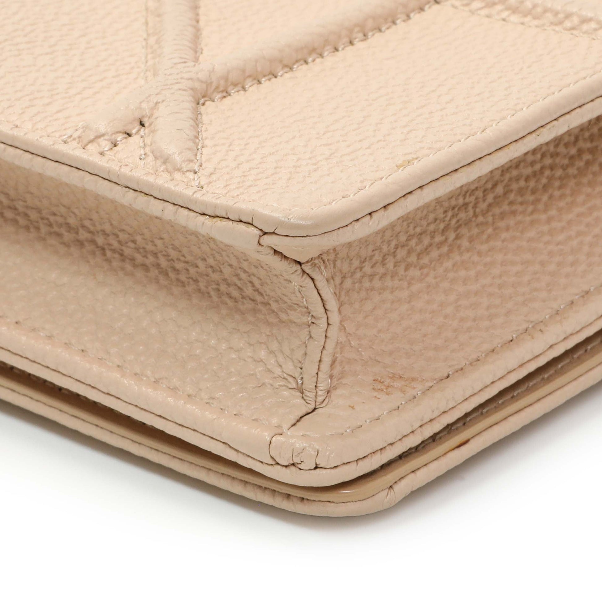Exclusive Christian Dior Beige Grained Calfskin Diorama Wallet on Chain Pouch — Alternate View 7