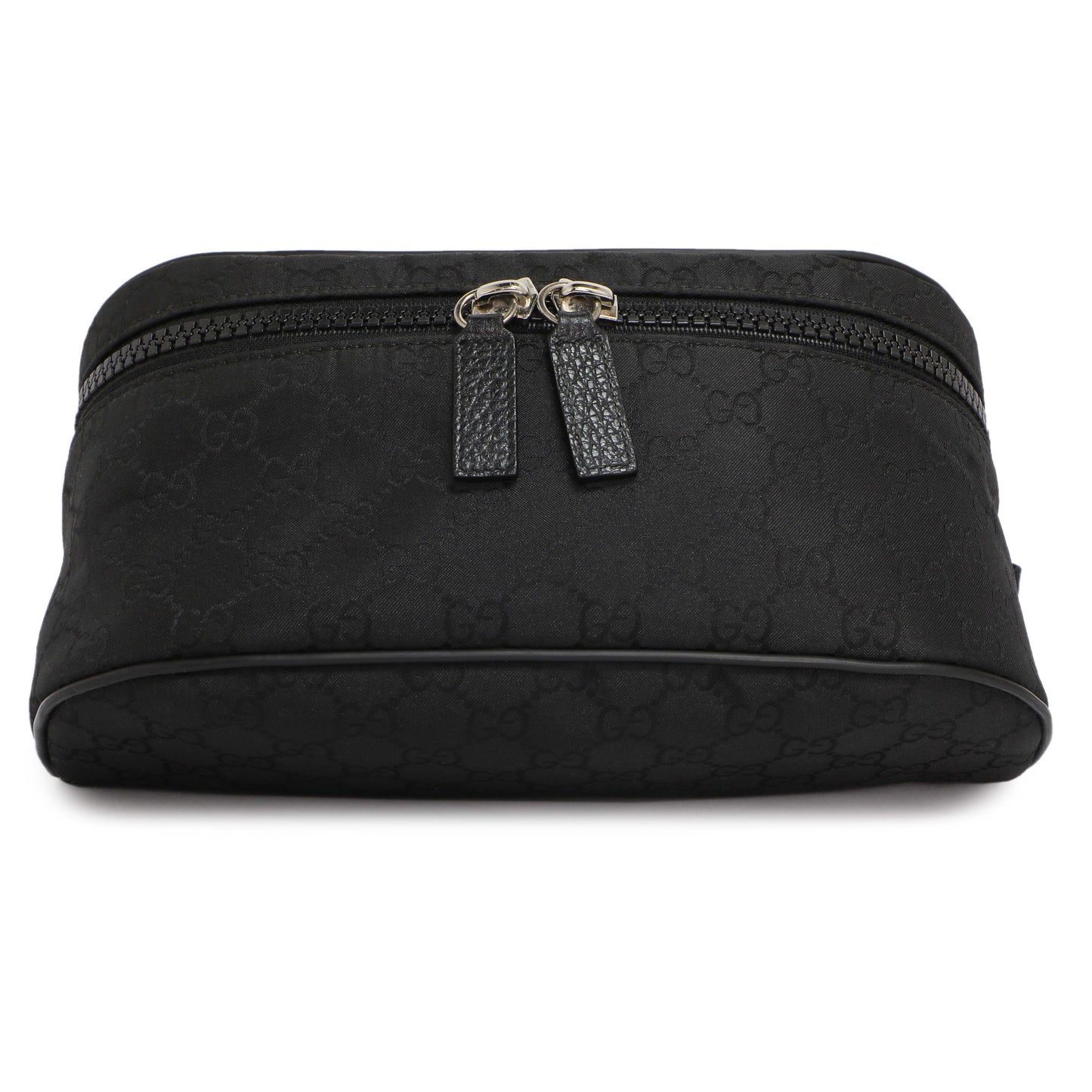 Exclusive Gucci Black Nylon Monogram Fanny Pack Belt Bag — Front View