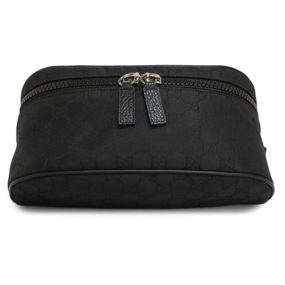 Exclusive Gucci Black Nylon Monogram Fanny Pack Belt Bag — Front View