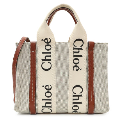 Exclusive Chloe Linen Calfskin Small Woody Ribbon Tote — Front View