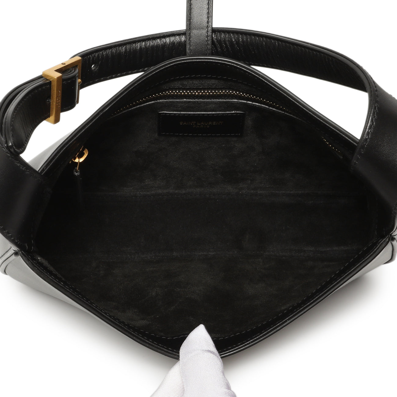 Exclusive Saint Laurent Black Smooth Calfskin Le 5 A 7 Hobo — Top View