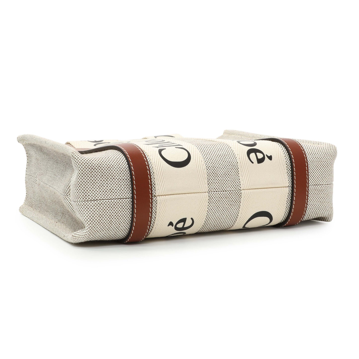 Exclusive Chloe Linen Calfskin Small Woody Ribbon Tote — Back View