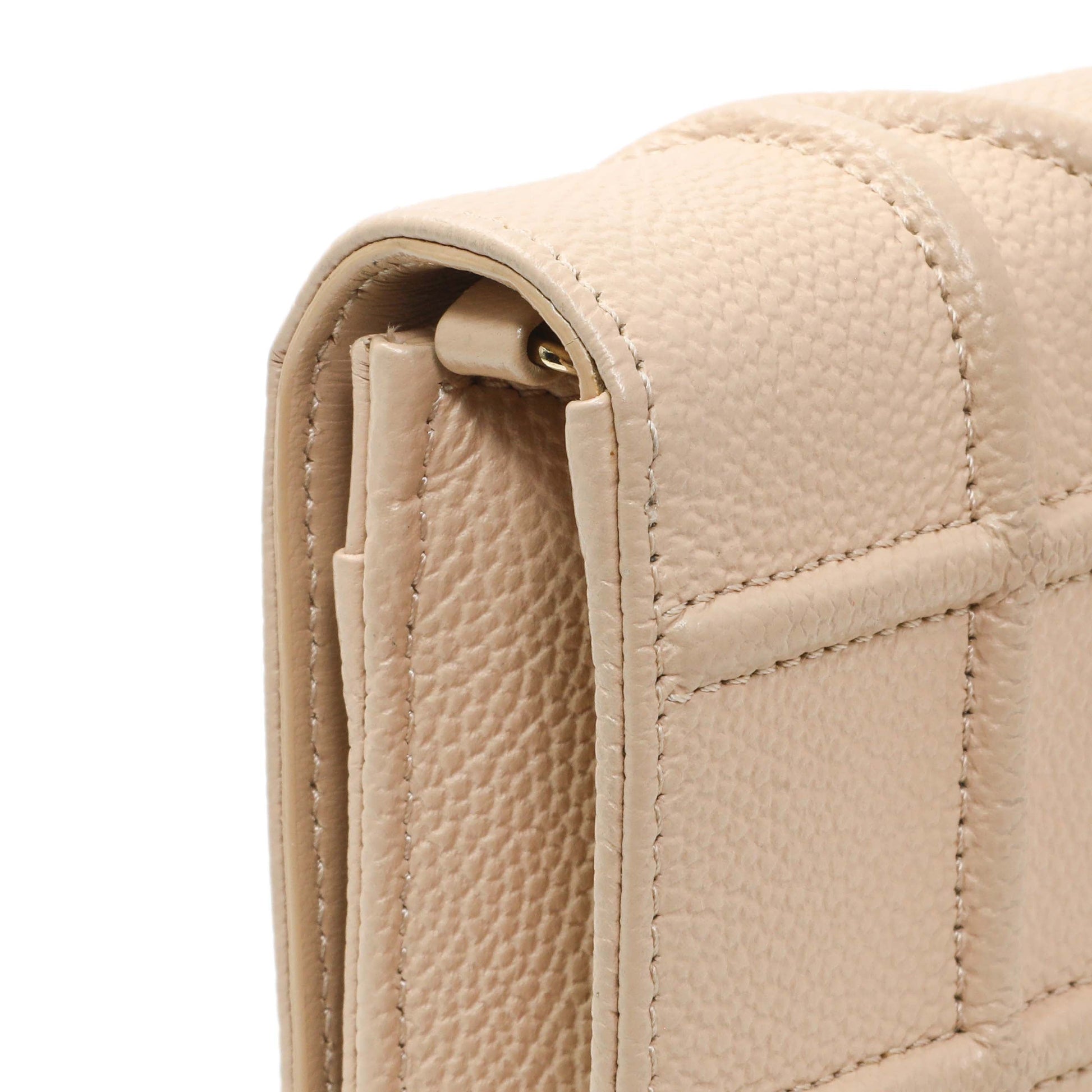 Exclusive Christian Dior Beige Grained Calfskin Diorama Wallet on Chain Pouch — Alternate View 11