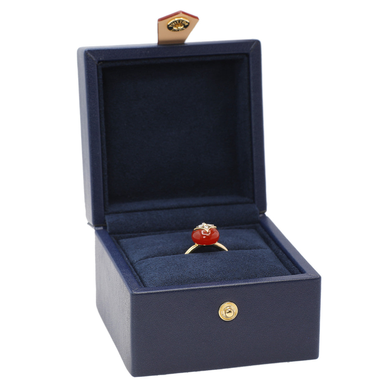 Exclusive Louis Vuitton 18K Yellow Gold Cornelian Diamond Color Blossom Ring — Top View