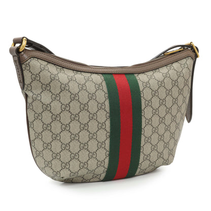 Exclusive Gucci GG Supreme Monogram Web Small Ophidia Half Moon Hobo — Side View
