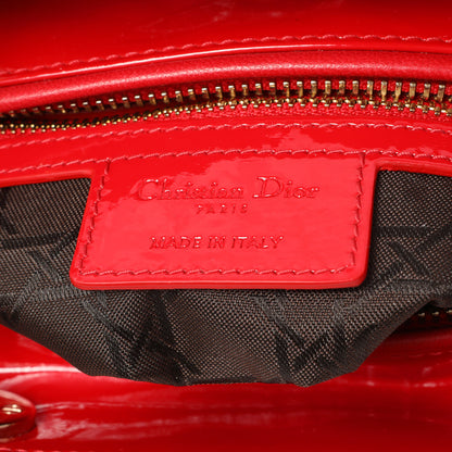 Exclusive Christian Dior Red Patent Cannage Medium Lady Dior — Detail View