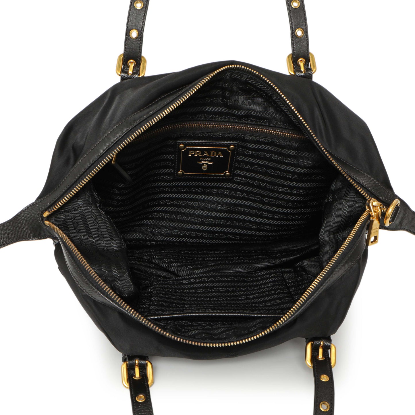 Exclusive Prada Black Nylon Canapa Shoulder Bag — Top View