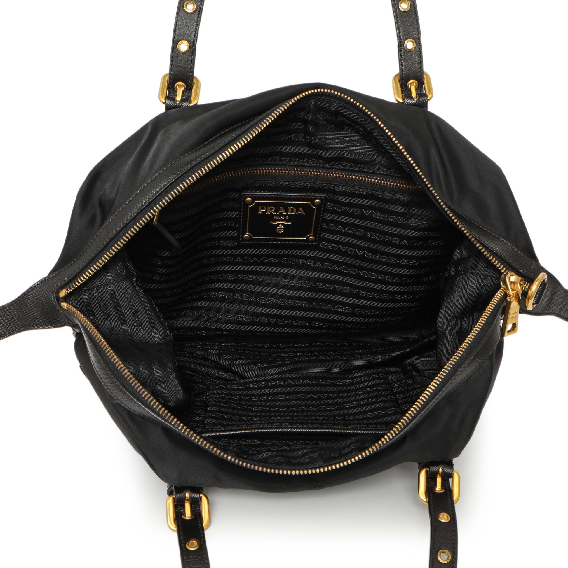 Exclusive Prada Black Nylon Canapa Shoulder Bag — Top View