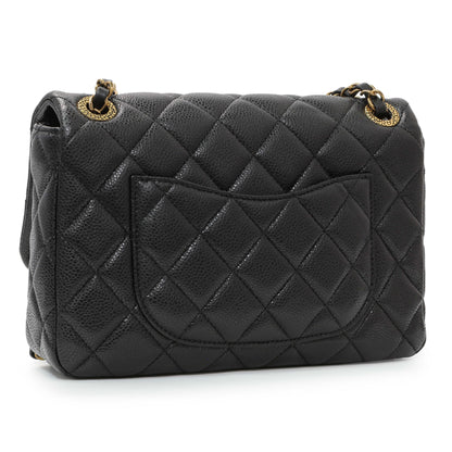 Exclusive Chanel Black Quilted Caviar Small Flap — Side View