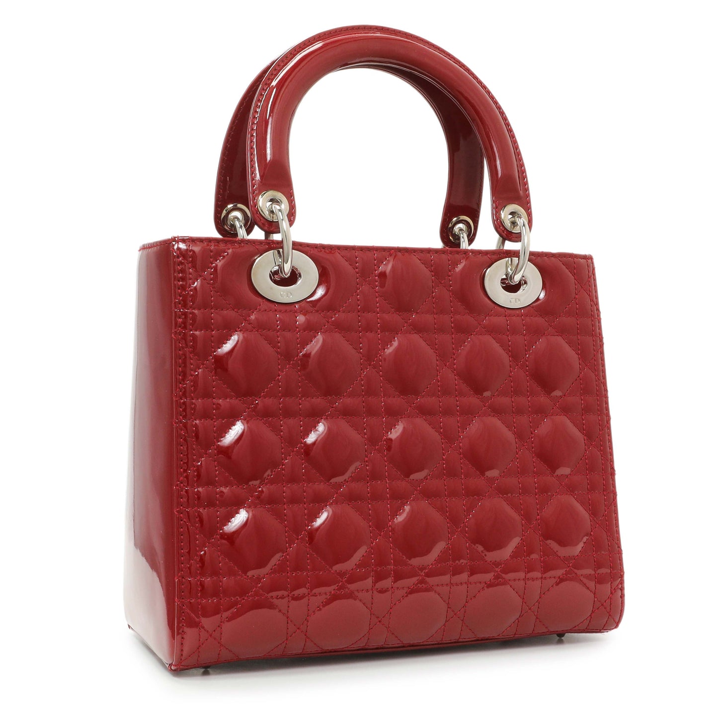 Exclusive Christian Dior Red Patent Cannage Medium Lady Dior — Side View