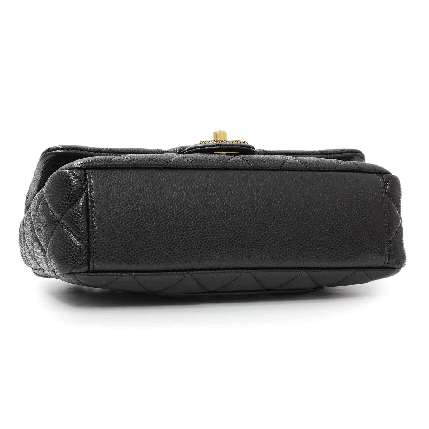 Exclusive Chanel Black Quilted Caviar Small Flap — Back View