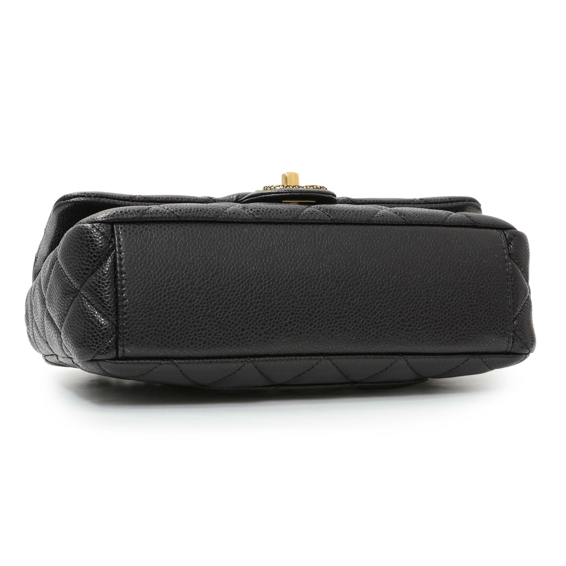 Exclusive Chanel Black Quilted Caviar Small Flap — Back View