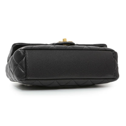 Exclusive Chanel Black Quilted Caviar Small Flap — Back View