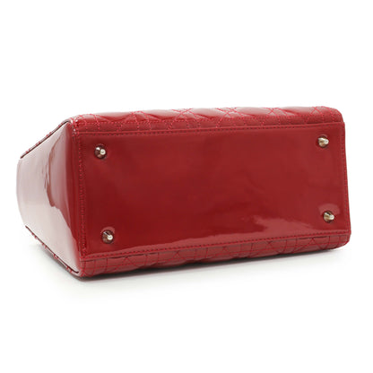 Exclusive Christian Dior Red Patent Cannage Medium Lady Dior — Back View