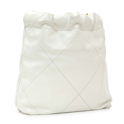 Exclusive Chanel White Shiny Calfskin Quilted Mini Chanel 22 — Side View