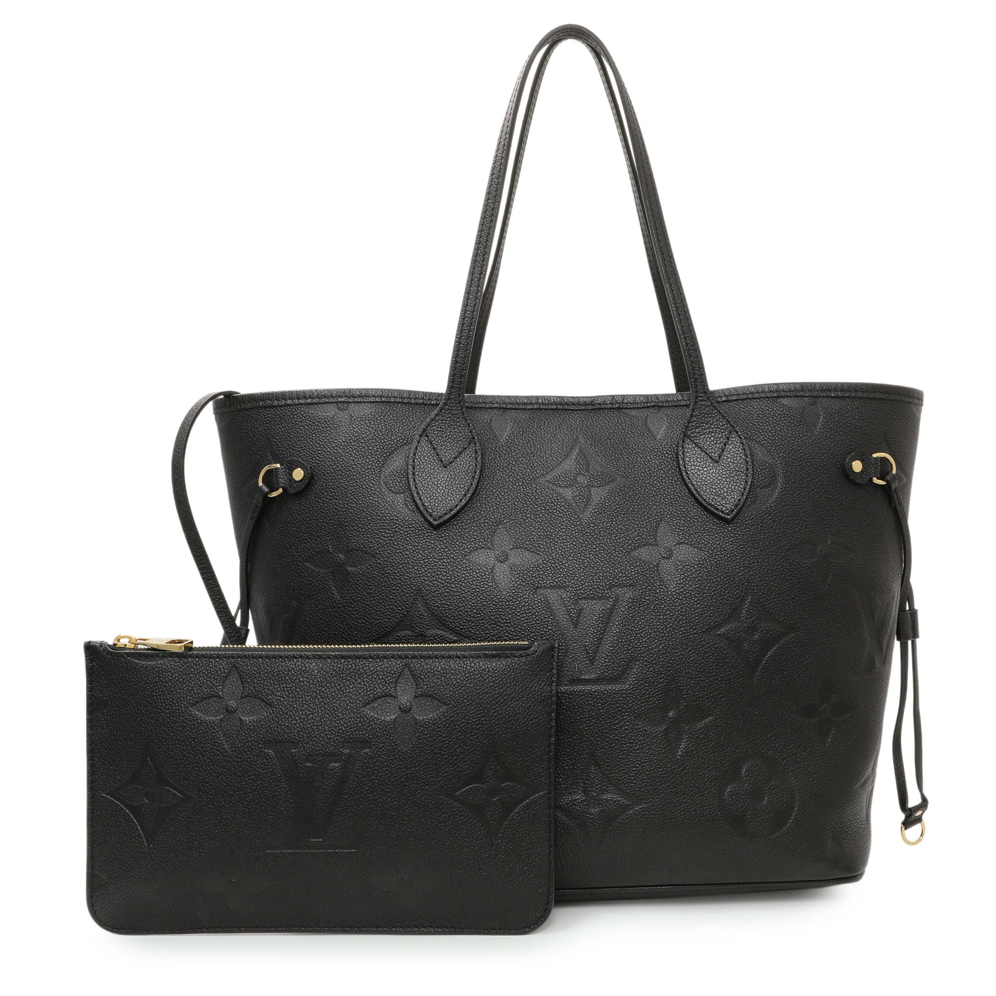 Exclusive Louis Vuitton Black Empreinte Monogram Giant Neverfull MM — Front View