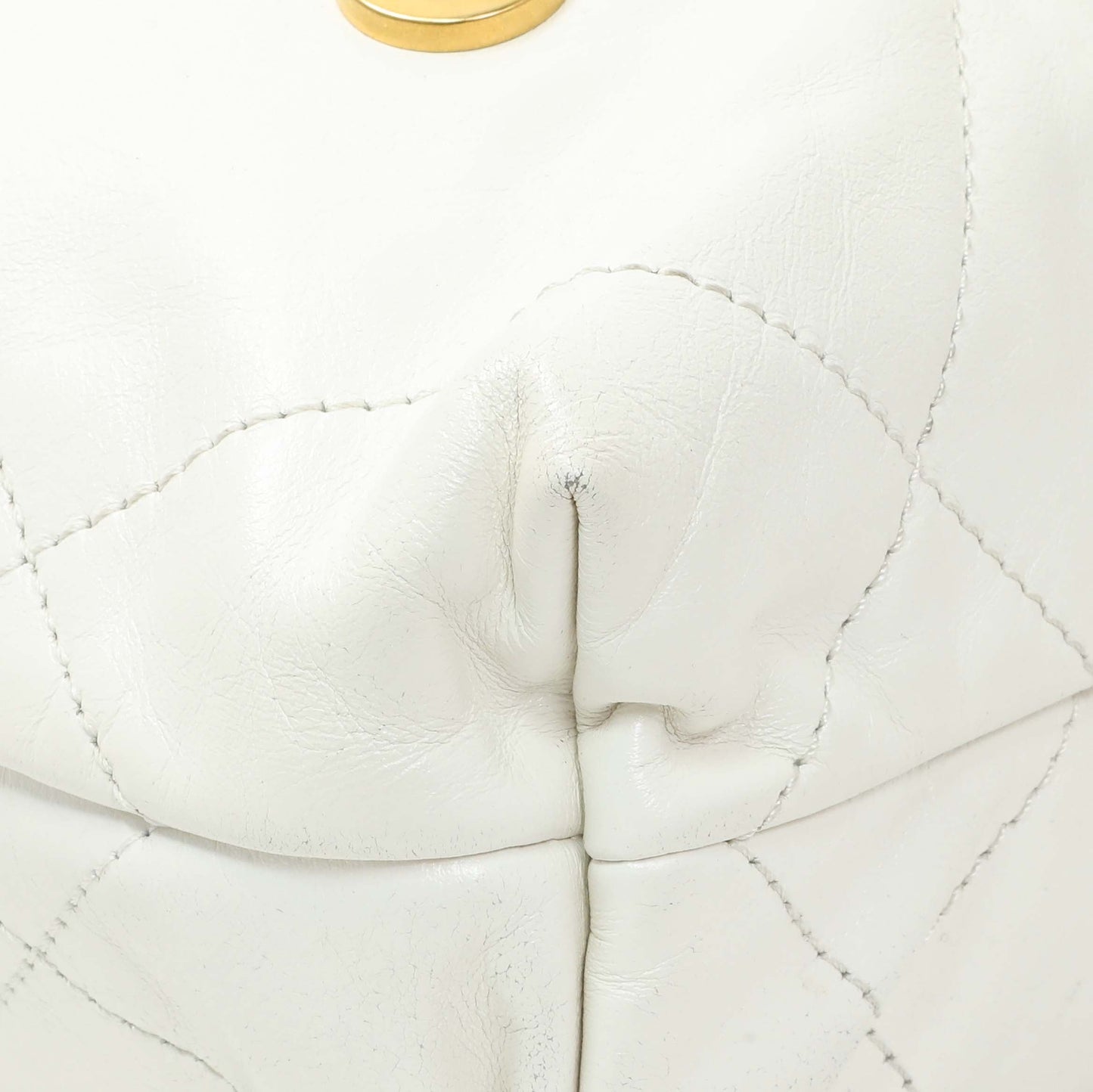 Exclusive Chanel White Shiny Calfskin Quilted Mini Chanel 22 — Top View