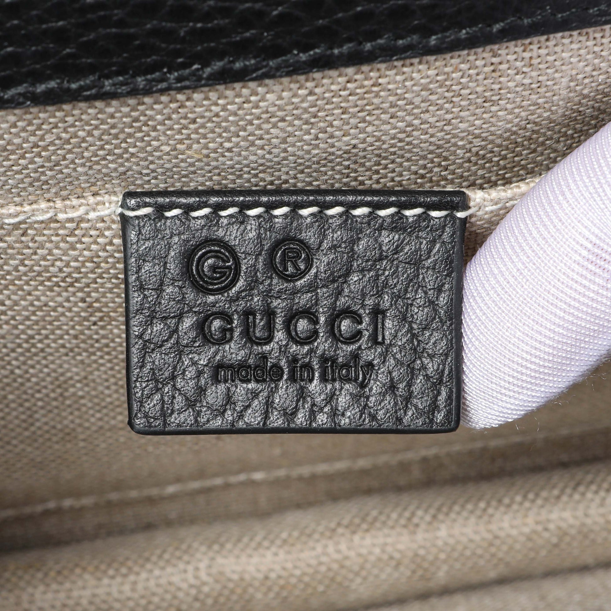 Exclusive Gucci Black Dollar Calfskin Small Interlocking G Shoulder Bag — Detail View