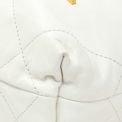 Exclusive Chanel White Shiny Calfskin Quilted Mini Chanel 22 — Detail View