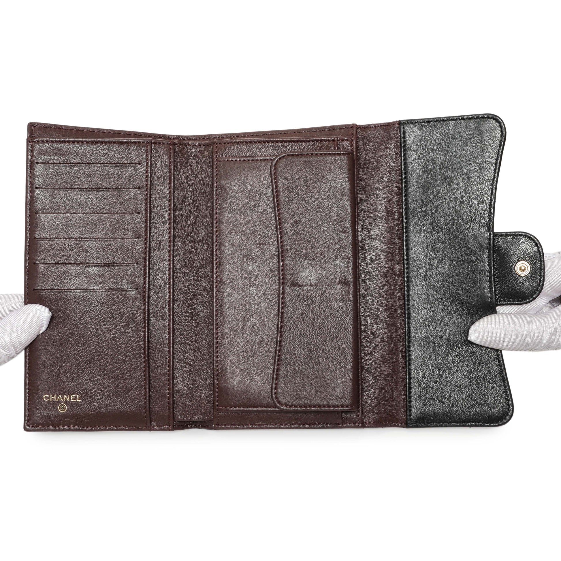 Exclusive Chanel Black Quilted Lambskin Large Flap Wallet — Top View