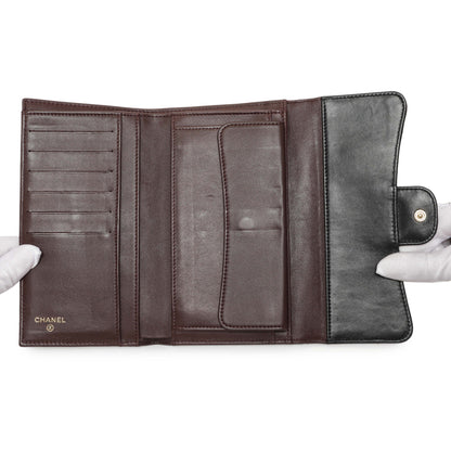 Exclusive Chanel Black Quilted Lambskin Large Flap Wallet — Top View