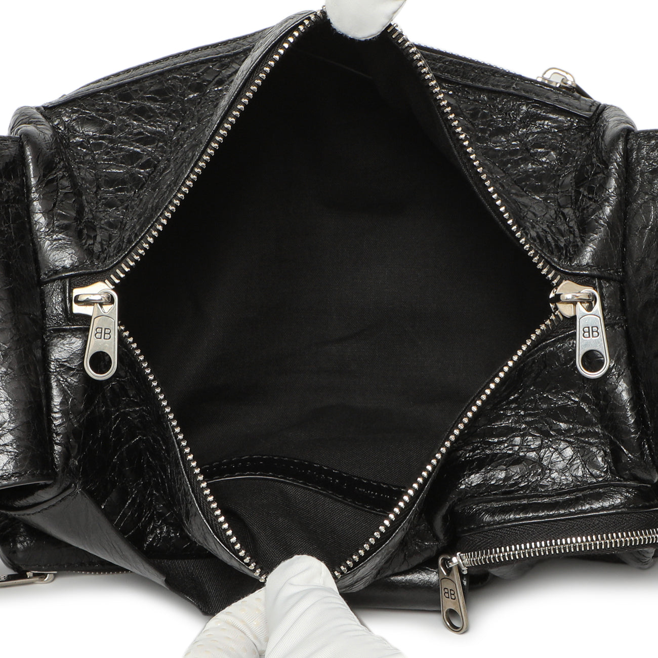 Exclusive Balenciaga Black Lambskin Superbusy XS Sling Bag — Top View
