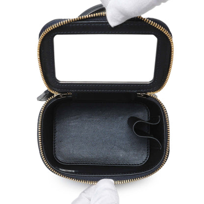 Exclusive Chanel Navy Lambskin Mini Vanity Case With Chain — Top View