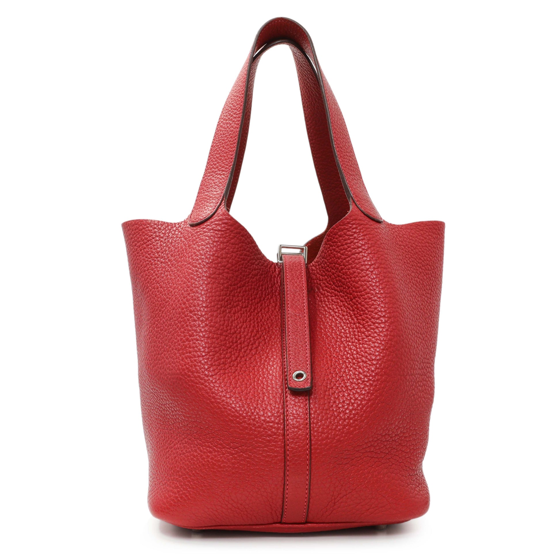 Exclusive Hermes Red Clemence Picotin 22 — Front View